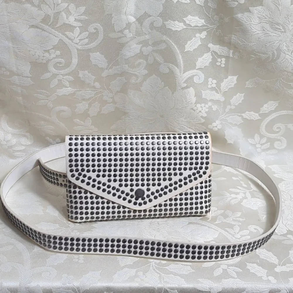 Torrid Faux White Leather Rivet Belt Bag